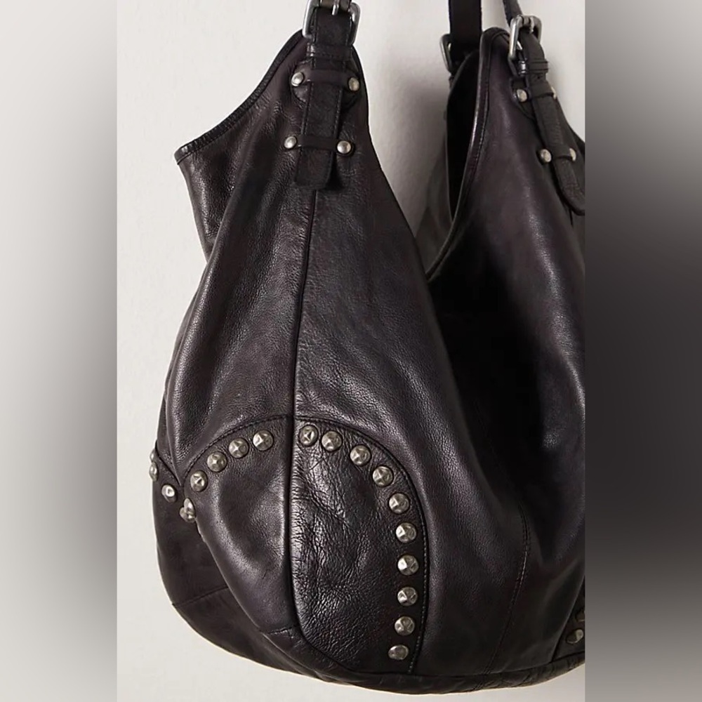 Free People Black Studded Hobo Bag - Picture 3 of 14